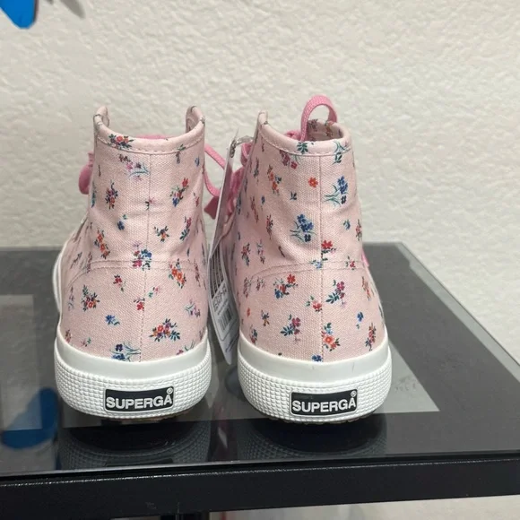 Superga woman' Pink Floral High-Top Sneakers new - Picture 3 of 7